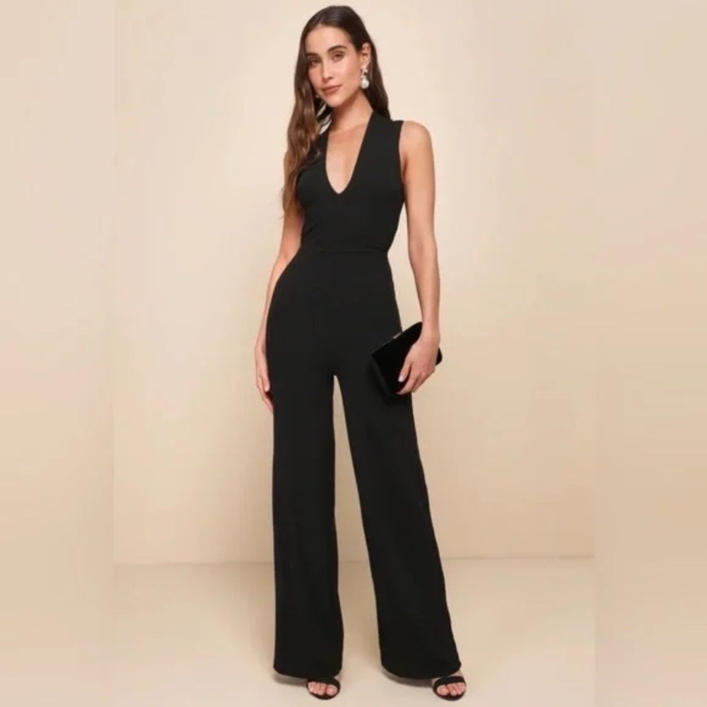 large Lulu’s ‘Thinking Out Loud’ Black Backless Jumpsuit